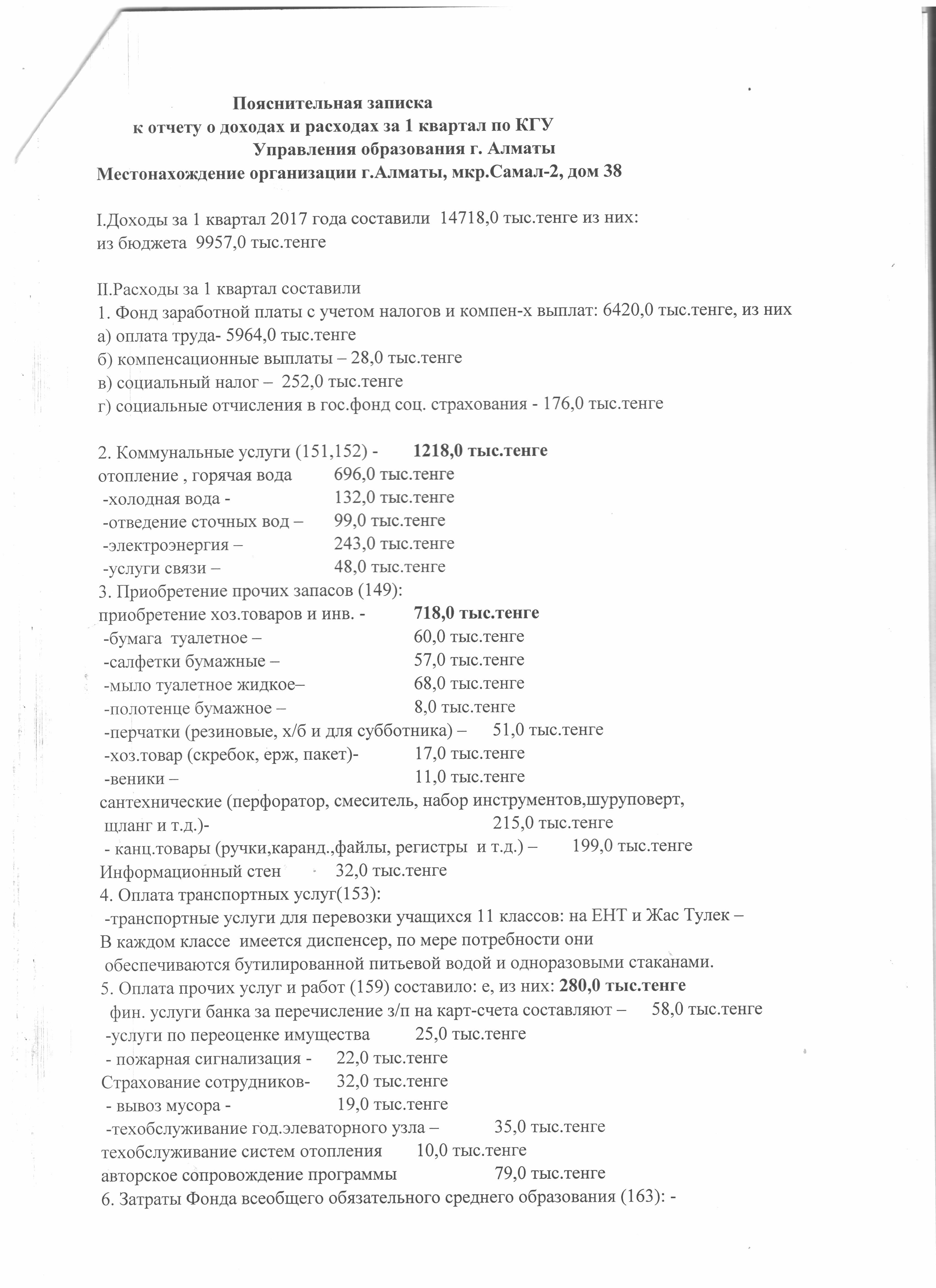 Отчет о доходах и расходах