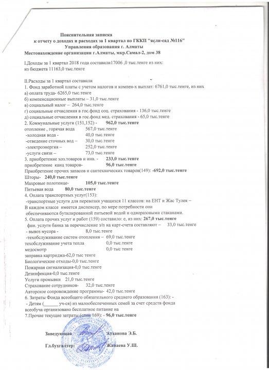 Отчет за 1 квартал 2018г